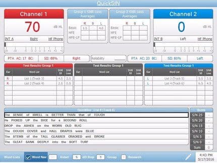 Speech-in-Noise Audiometry Test Screen